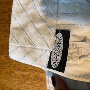 White dress pants blue pinstripe